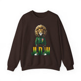 Montserrat - Strat Judah Lion Sweatshirt, Emerald Green Lion Print Pullover, Rastafarian Green Judah Lion Sweatshirt, Judah Design Pullover