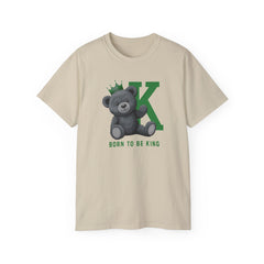 Born To Be King Tee, Bear Print T-Shirt, Bold Letter Animal Print Tee, Cute Bear T-Shirt, Bear With Crown Print Tee