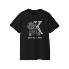 Born To Be King Tee, Bear Print T-Shirt, Bold Letter Animal Print Tee, Cute Bear T-Shirt, Bear With Crown Print Tee