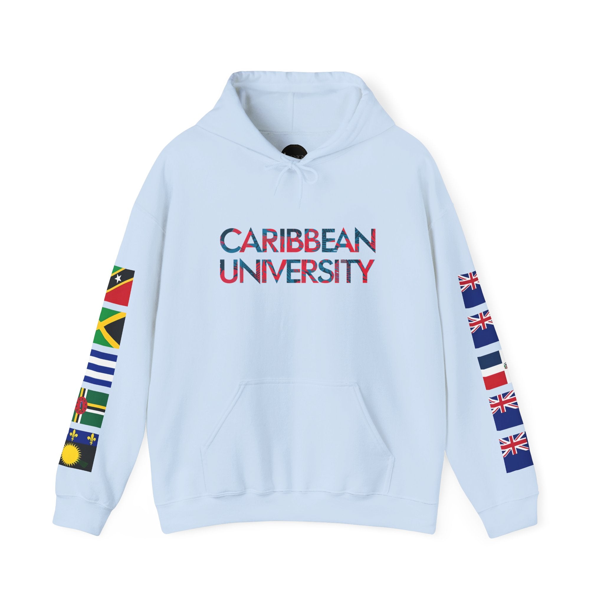 Caribbean University Three-Panel Hoodie, Design for Students from the Caribbean or Caribbean Ancestry, Gift, Caribbean Pride, Warm Apparel