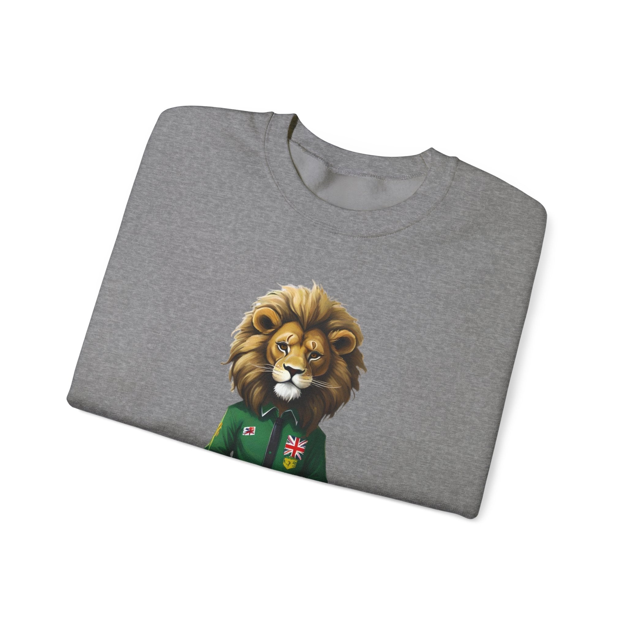 Montserrat - Strat Judah Lion Sweatshirt, Emerald Green Lion Print Pullover, Rastafarian Green Judah Lion Sweatshirt, Judah Design Pullover