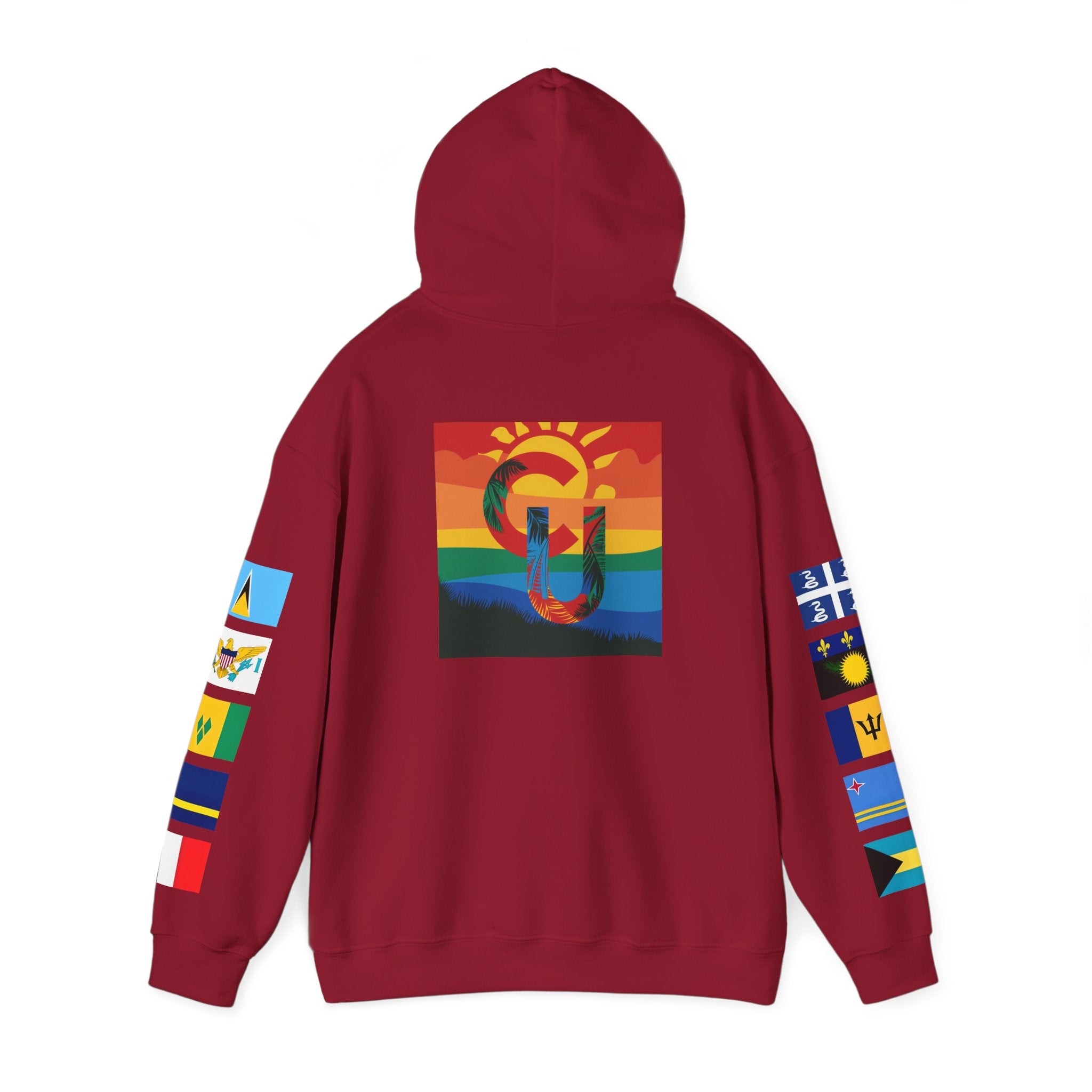 Caribbean University Three-Panel Hoodie, Design for Students from the Caribbean or Caribbean Ancestry, Gift, Caribbean Pride, Warm Apparel