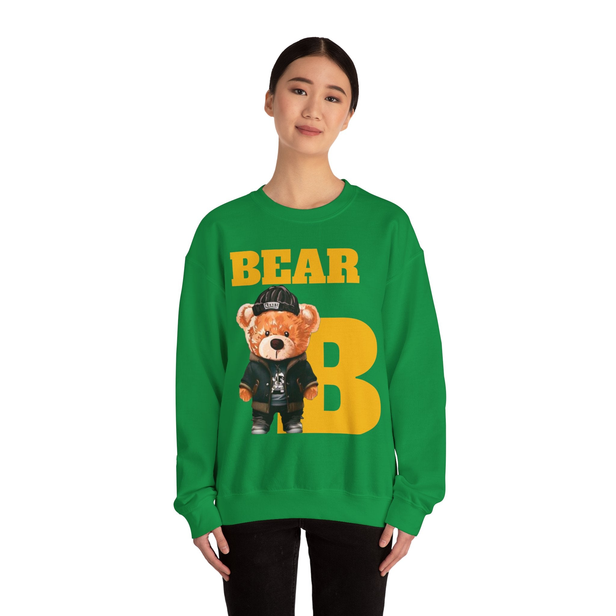 Bear B Unisex Sweatshirt, Bear Print Crewneck Jumper, Gender Neutral Pullover, Cozy Winter Fashion, Animal Lover Gift, Cute Graphic Top