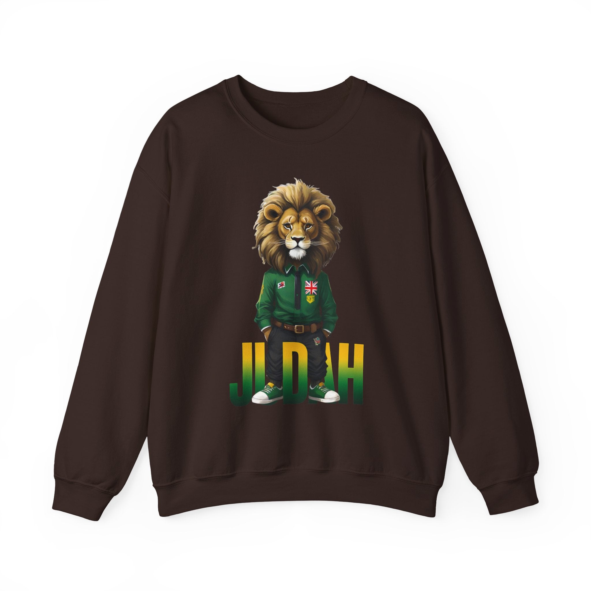 Montserrat - Strat Judah Lion Sweatshirt, Emerald Green Lion Print Pullover, Rastafarian Green Judah Lion Sweatshirt, Judah Design Pullover