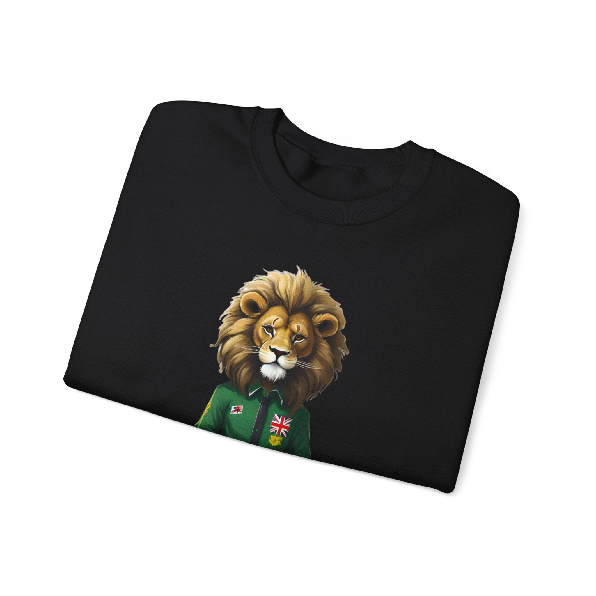 Montserrat - Strat Judah Lion Sweatshirt, Emerald Green Lion Print Pullover, Rastafarian Green Judah Lion Sweatshirt, Judah Design Pullover