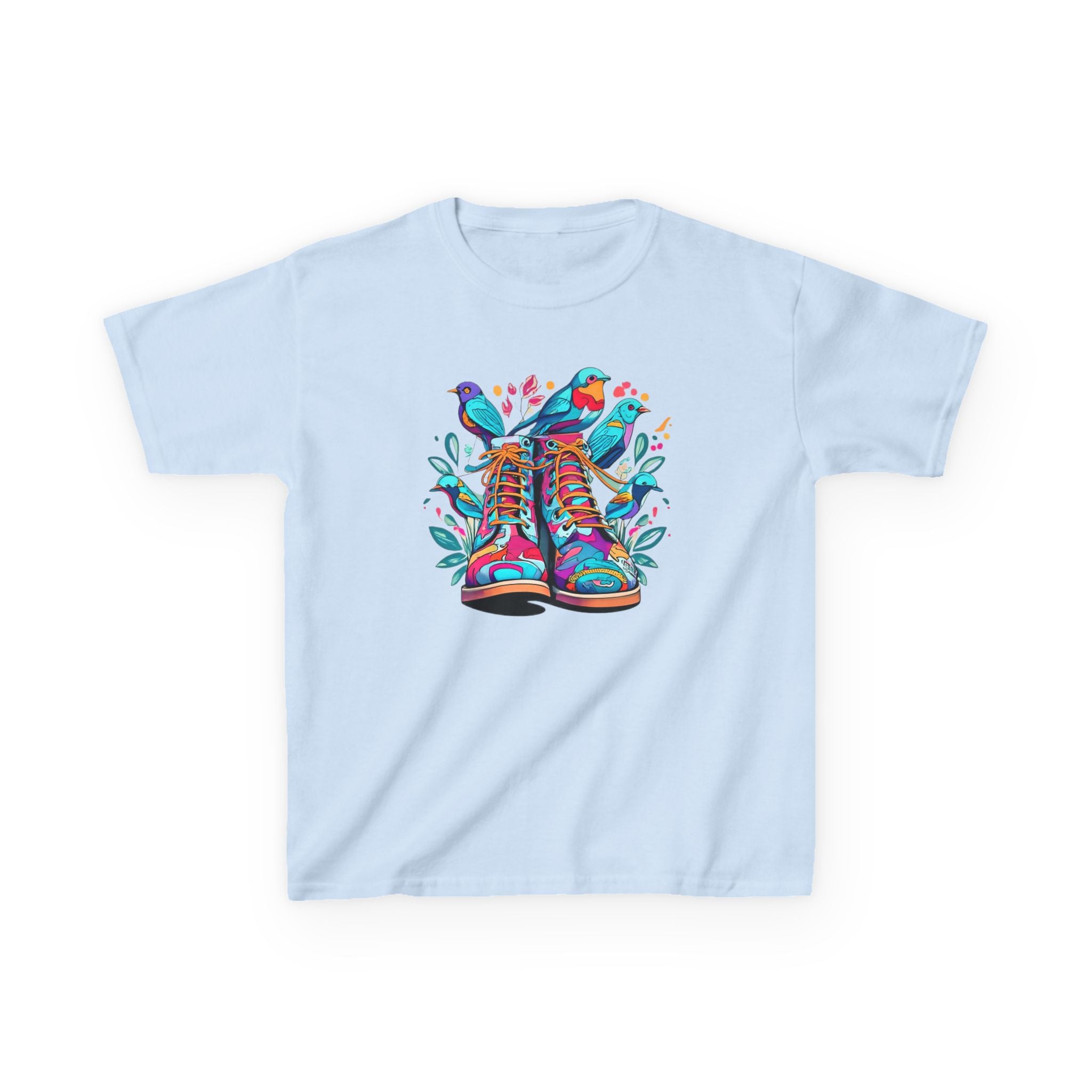 Boots Love Bird Organic Tee For Kids, Children's Clothing, Cute Bird Print Shirt, Nature Lover Gift, Organic Cotton Tee, Kids T-Shirt