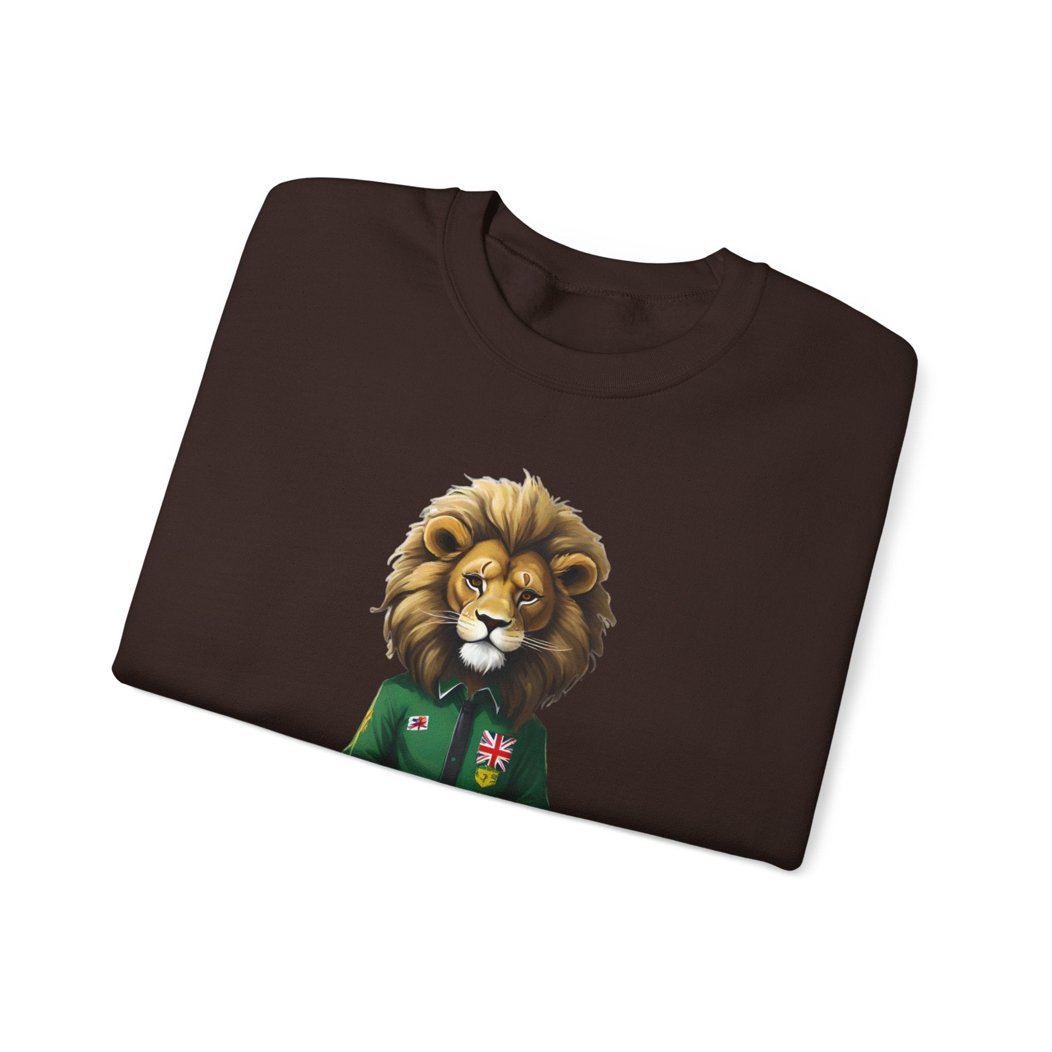 Montserrat - Strat Judah Lion Sweatshirt, Emerald Green Lion Print Pullover, Rastafarian Green Judah Lion Sweatshirt, Judah Design Pullover