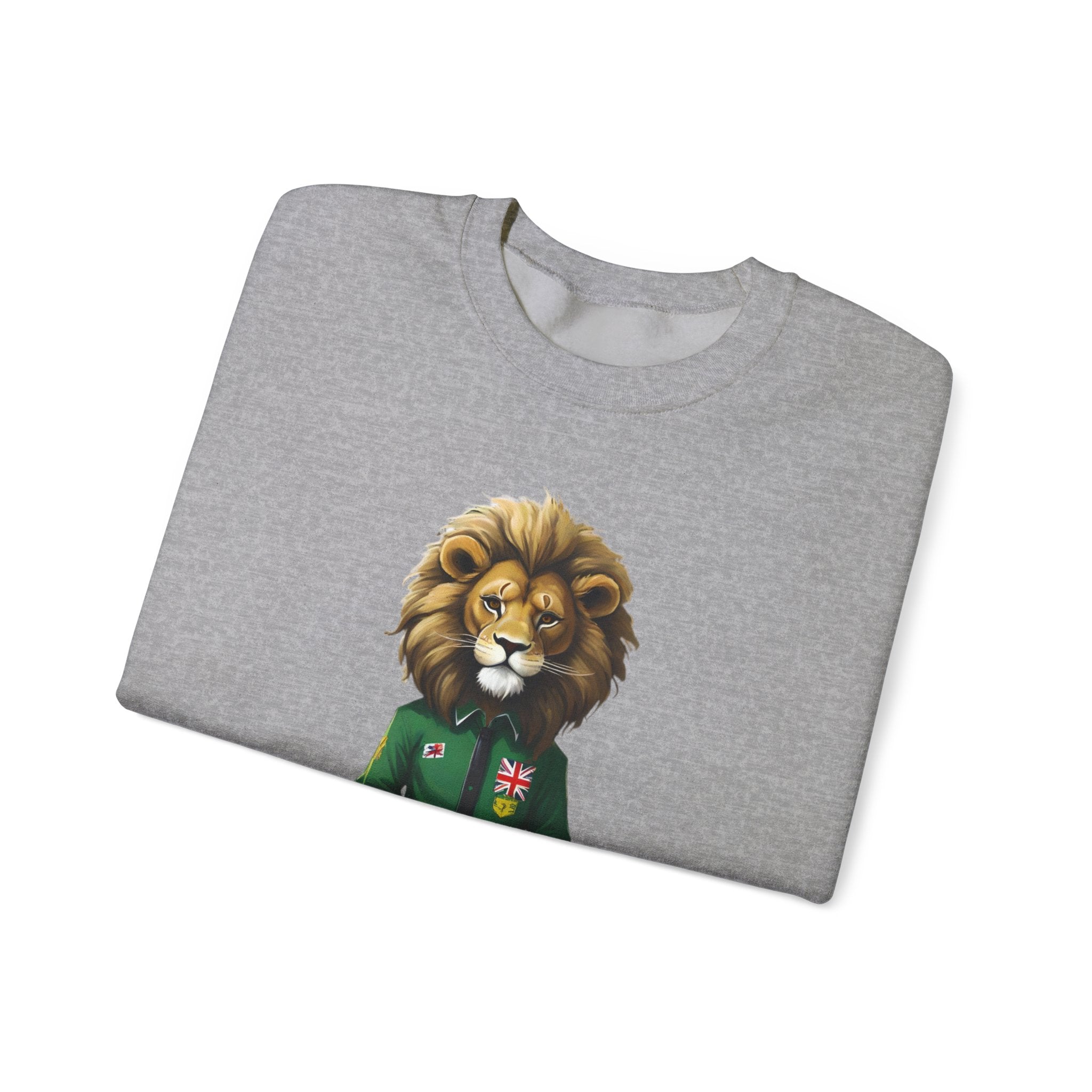 Montserrat - Strat Judah Lion Sweatshirt, Emerald Green Lion Print Pullover, Rastafarian Green Judah Lion Sweatshirt, Judah Design Pullover