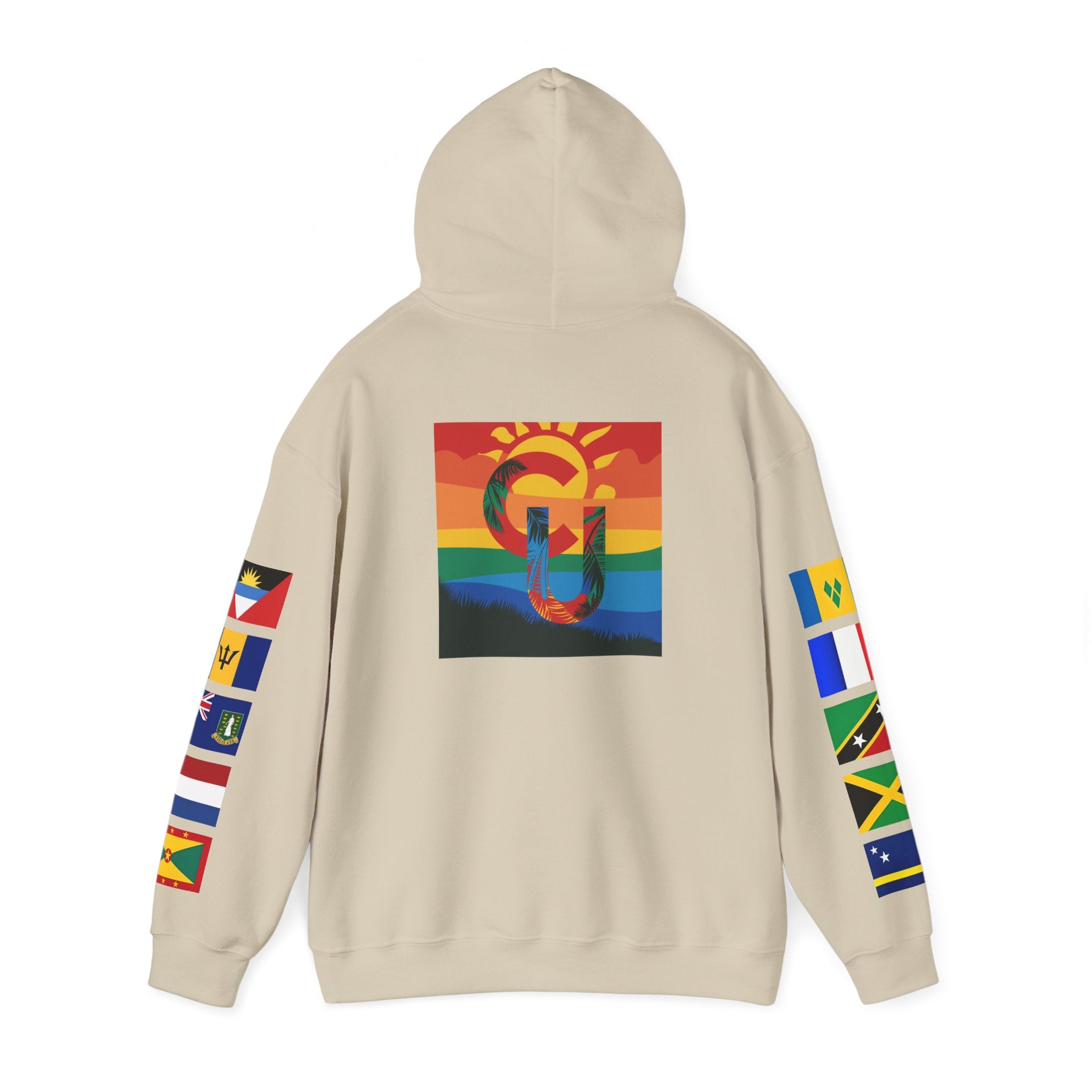 Caribbean University Three-Panel Hoodie, Design for Students from the Caribbean or Caribbean Ancestry, Gift, Caribbean Pride, Warm Apparel