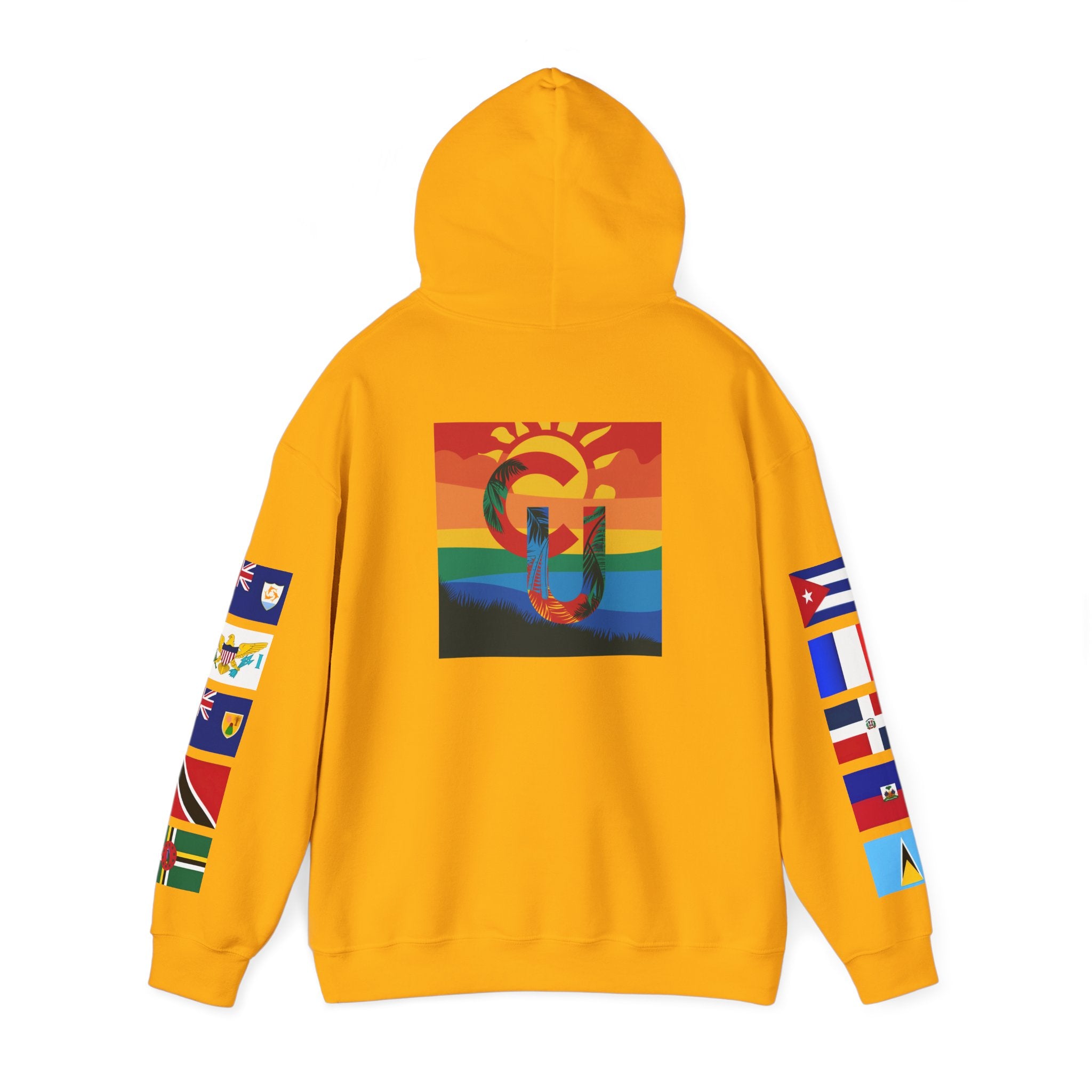 Caribbean University Three-Panel Hoodie, Design for Students from the Caribbean or Caribbean Ancestry, Gift, Caribbean Pride, Warm Apparel