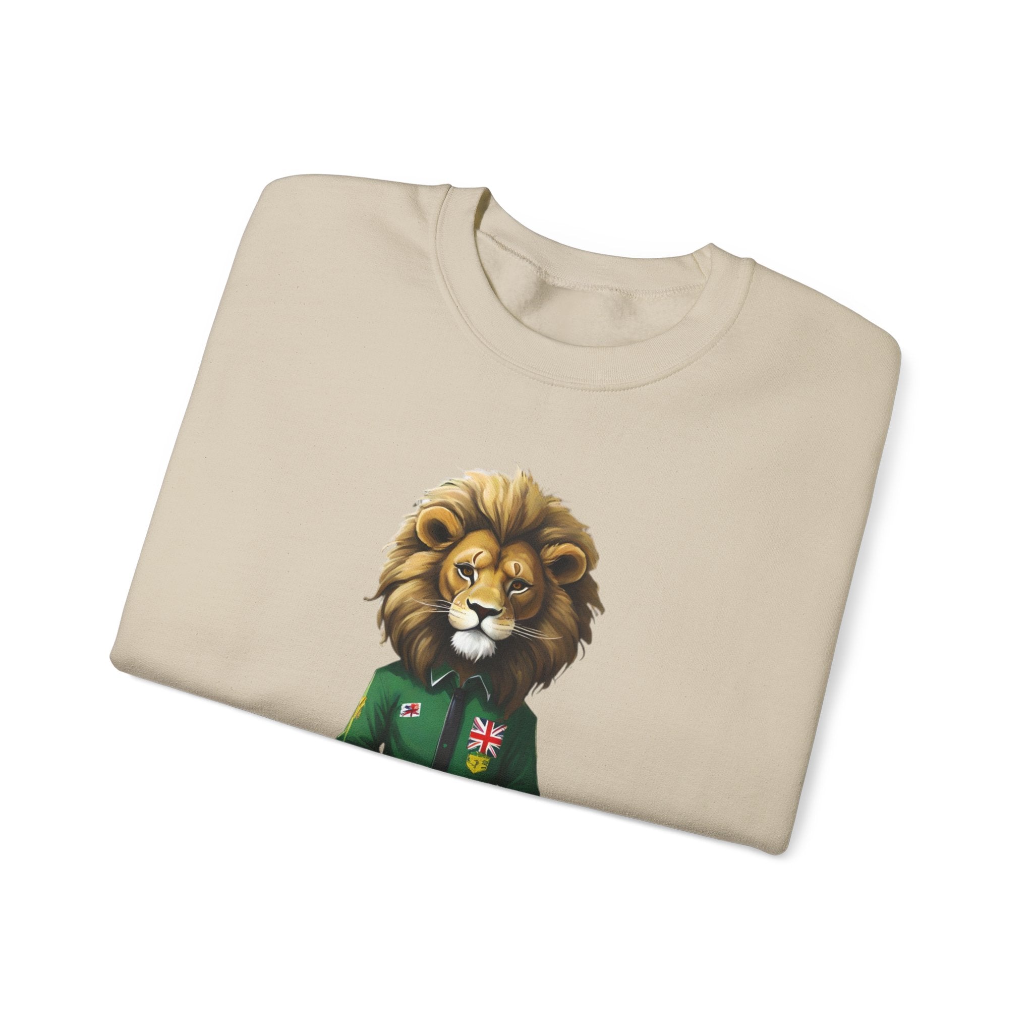 Montserrat - Strat Judah Lion Sweatshirt, Emerald Green Lion Print Pullover, Rastafarian Green Judah Lion Sweatshirt, Judah Design Pullover