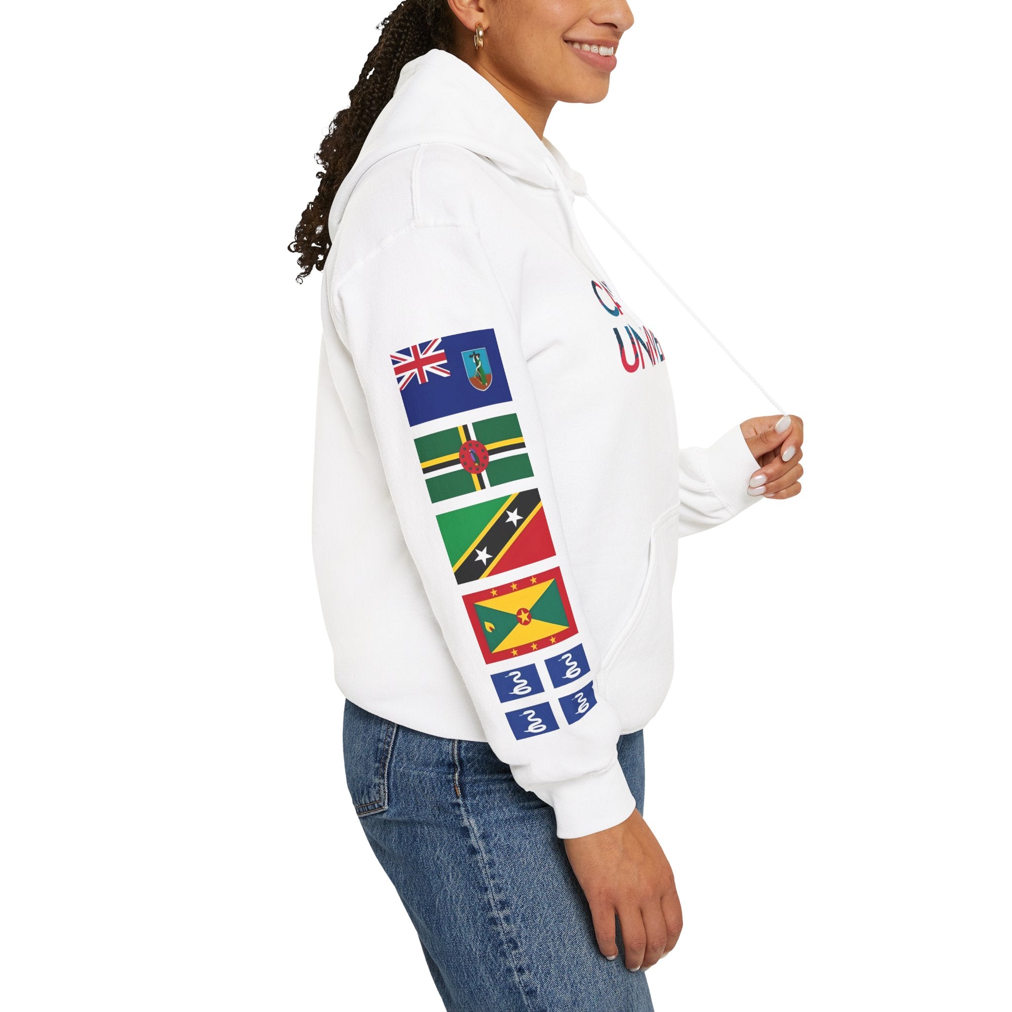 Caribbean University Three-Panel Hoodie, Design for Students from the Caribbean or Caribbean Ancestry, Gift, Caribbean Pride, Warm Apparel