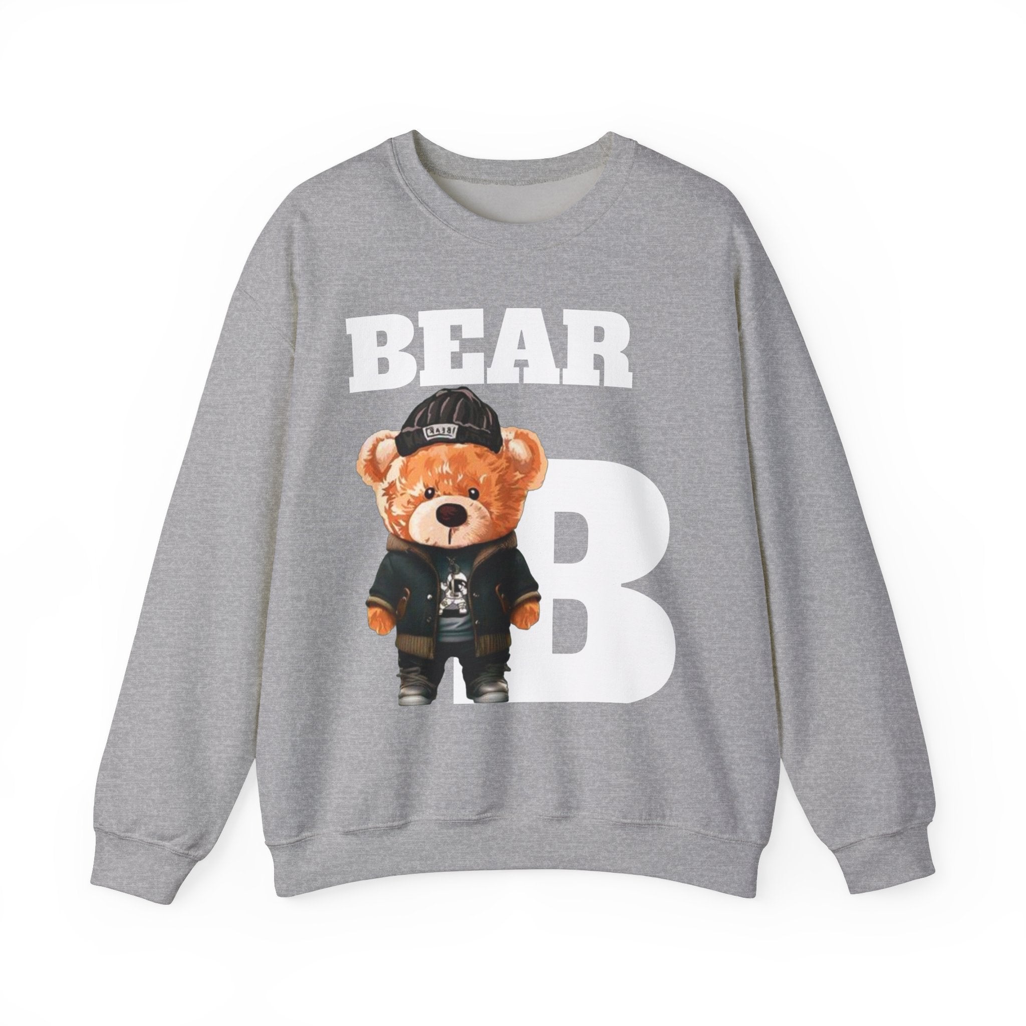 Bear B Unisex Sweatshirt, Bear Print Crewneck Jumper, Gender Neutral Pullover, Cozy Winter Fashion, Animal Lover Gift, Cute Graphic Top