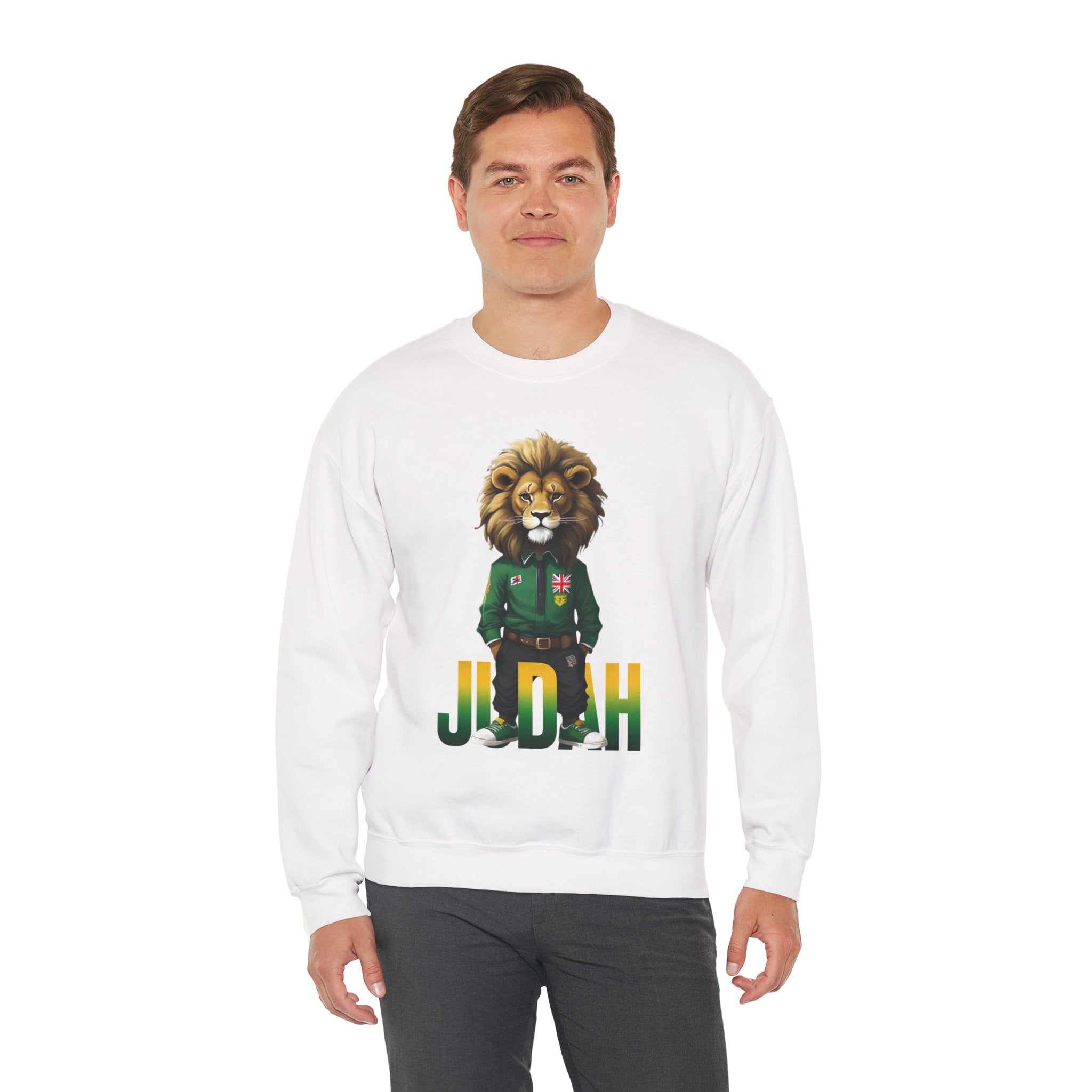 Montserrat - Strat Judah Lion Sweatshirt, Emerald Green Lion Print Pullover, Rastafarian Green Judah Lion Sweatshirt, Judah Design Pullover