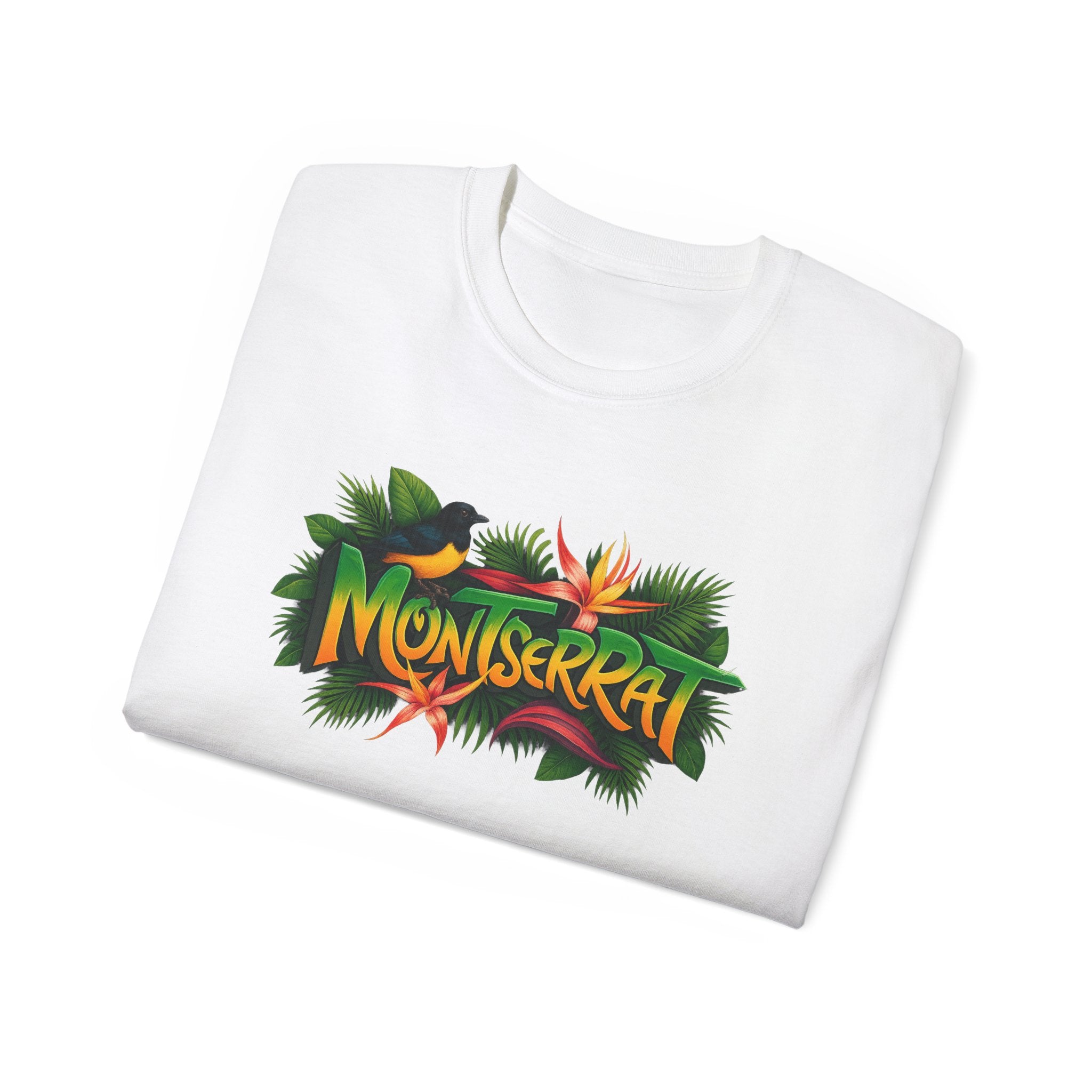 Montserrat Nature Splash Unisex Tee, Montserrat Wildlife T-Shirt, Jungle Vibes Cotton Shirt, Tropical Paradise Top, Eco-Friendly Graphic Tee