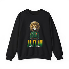 Montserrat - Strat Judah Lion Sweatshirt, Emerald Green Lion Print Pullover, Rastafarian Green Judah Lion Sweatshirt, Judah Design Pullover