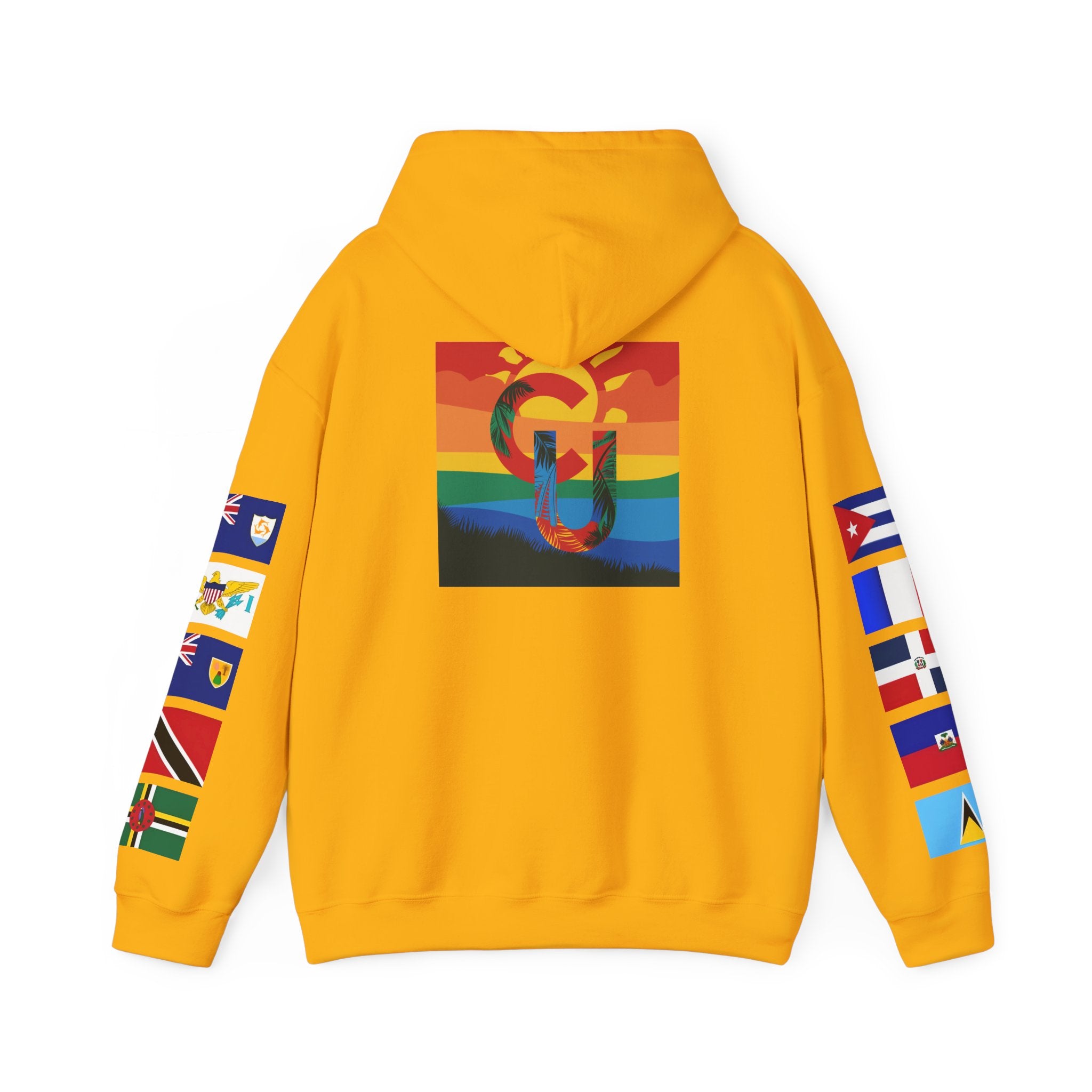 Caribbean University Three-Panel Hoodie, Design for Students from the Caribbean or Caribbean Ancestry, Gift, Caribbean Pride, Warm Apparel