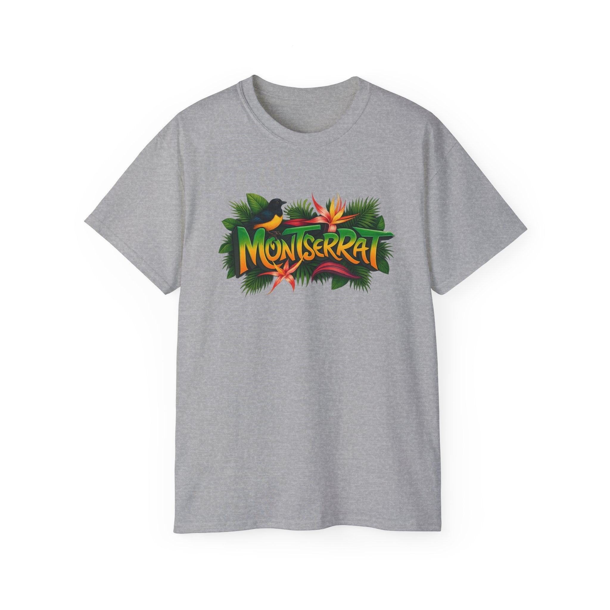 Montserrat Nature Splash Unisex Tee, Montserrat Wildlife T-Shirt, Jungle Vibes Cotton Shirt, Tropical Paradise Top, Eco-Friendly Graphic Tee
