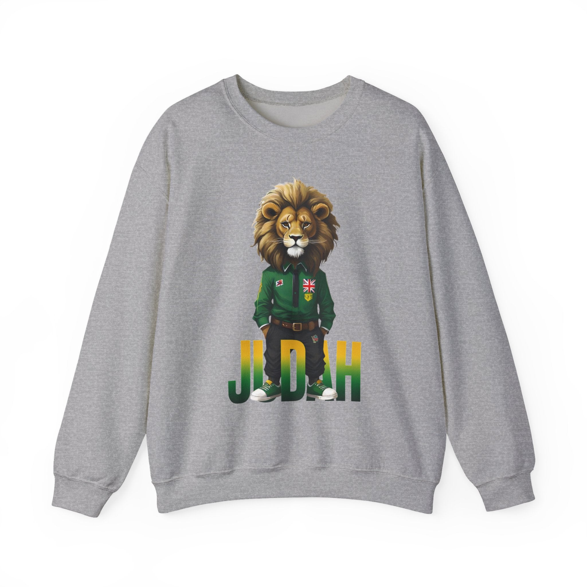 Montserrat - Strat Judah Lion Sweatshirt, Emerald Green Lion Print Pullover, Rastafarian Green Judah Lion Sweatshirt, Judah Design Pullover