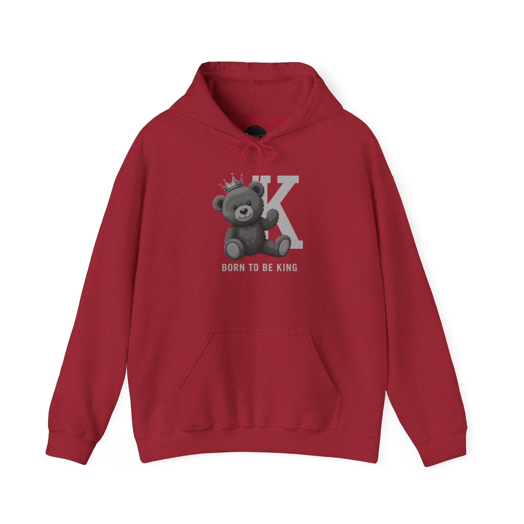 Born To Be King Hoodie, Bear Print Pullover, Bold Letter Animal Print Hoodie, Cute Bear Hoodie, Bear With Crown Print Pullover