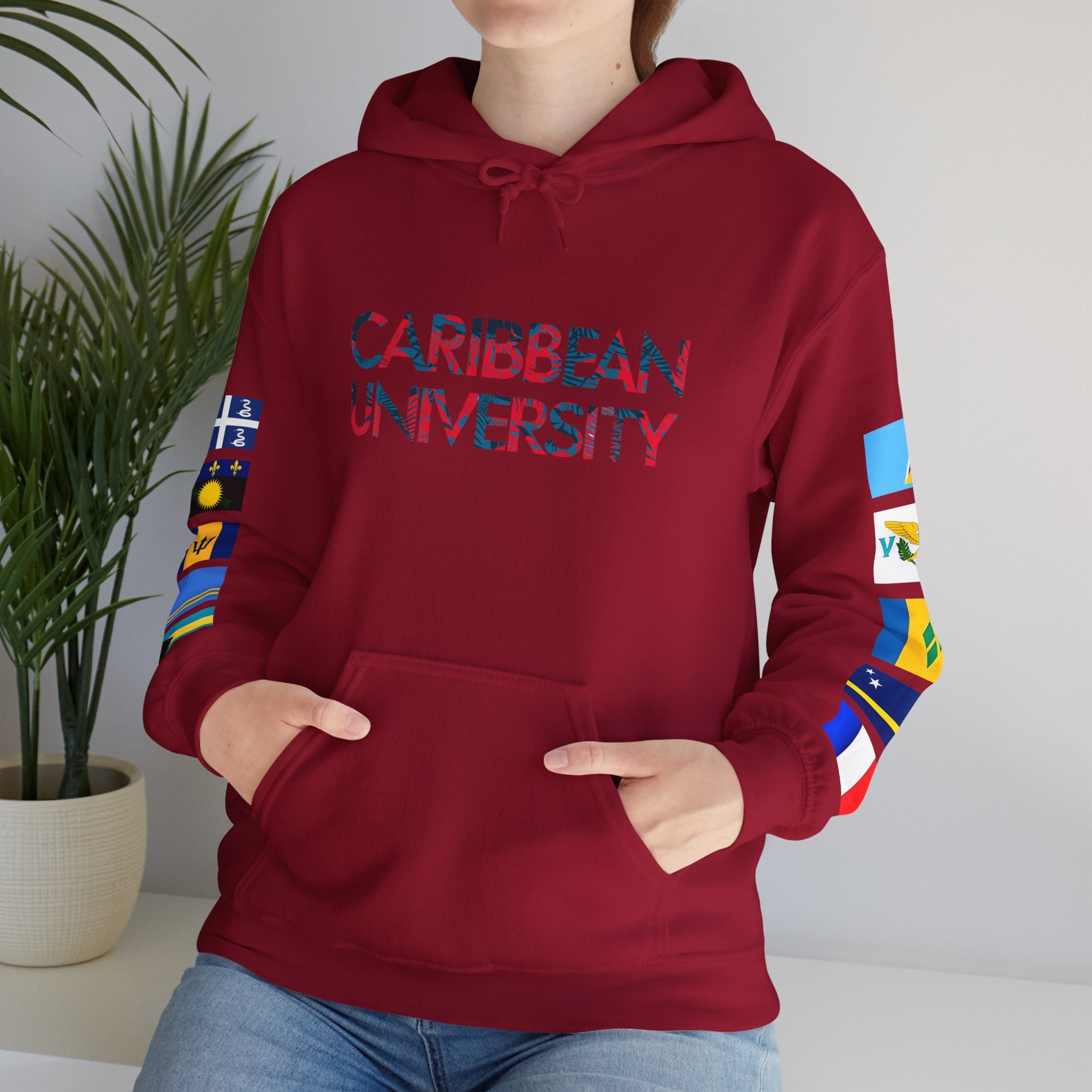 Caribbean University Three-Panel Hoodie, Design for Students from the Caribbean or Caribbean Ancestry, Gift, Caribbean Pride, Warm Apparel