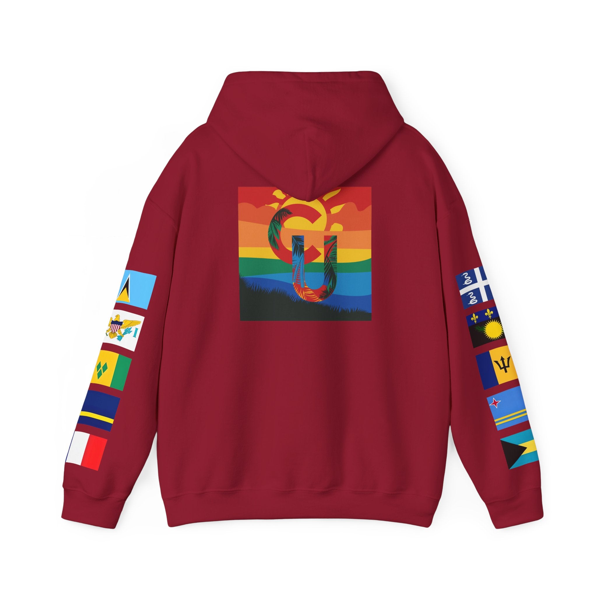 Caribbean University Three-Panel Hoodie, Design for Students from the Caribbean or Caribbean Ancestry, Gift, Caribbean Pride, Warm Apparel