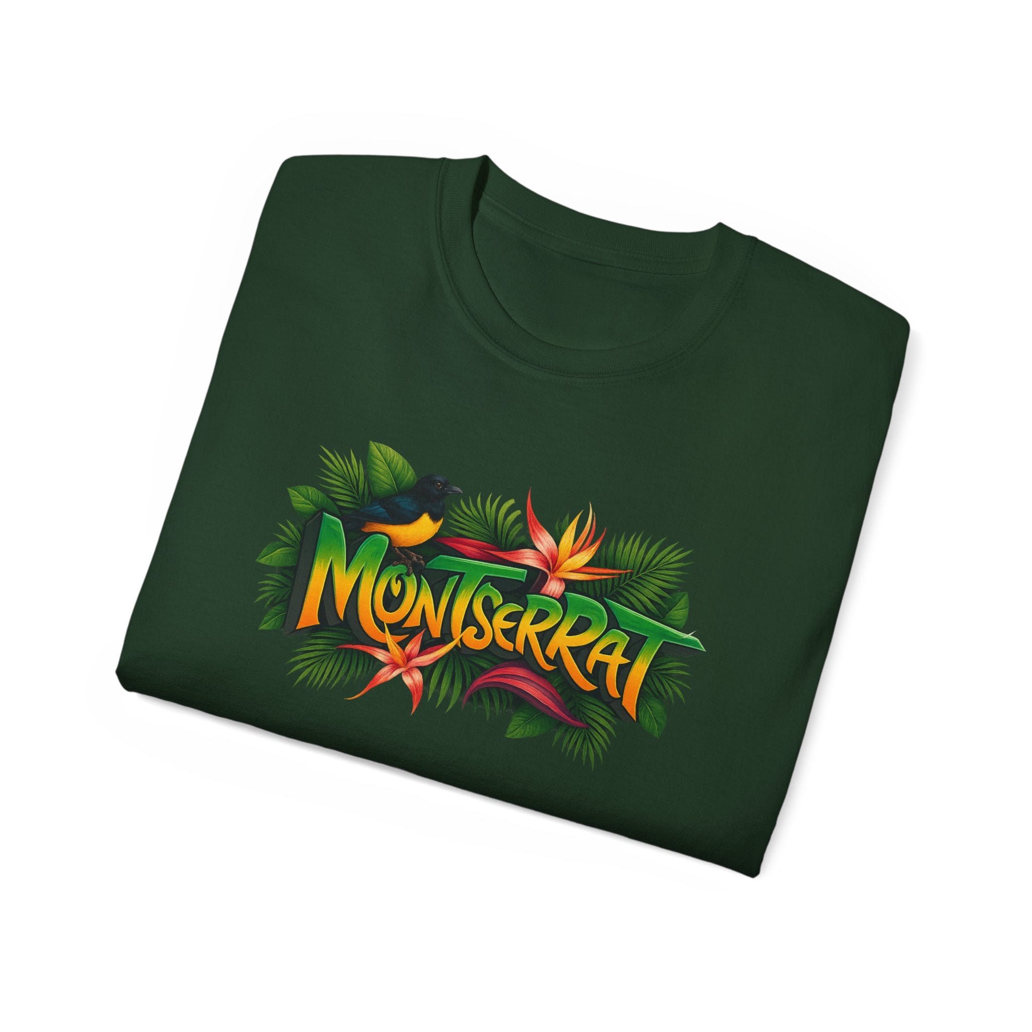 Montserrat Nature Splash Unisex Tee, Montserrat Wildlife T-Shirt, Jungle Vibes Cotton Shirt, Tropical Paradise Top, Eco-Friendly Graphic Tee