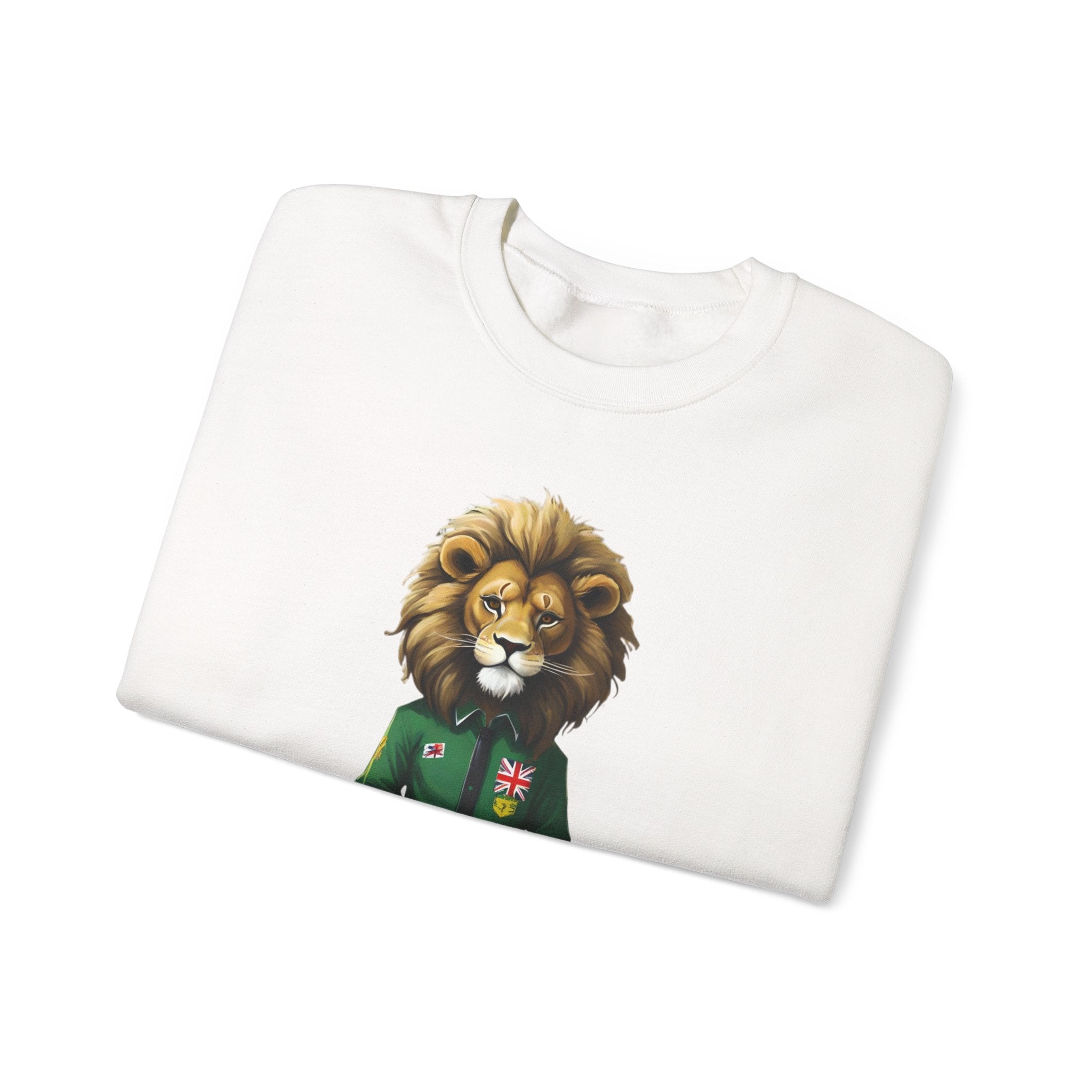 Montserrat - Strat Judah Lion Sweatshirt, Emerald Green Lion Print Pullover, Rastafarian Green Judah Lion Sweatshirt, Judah Design Pullover