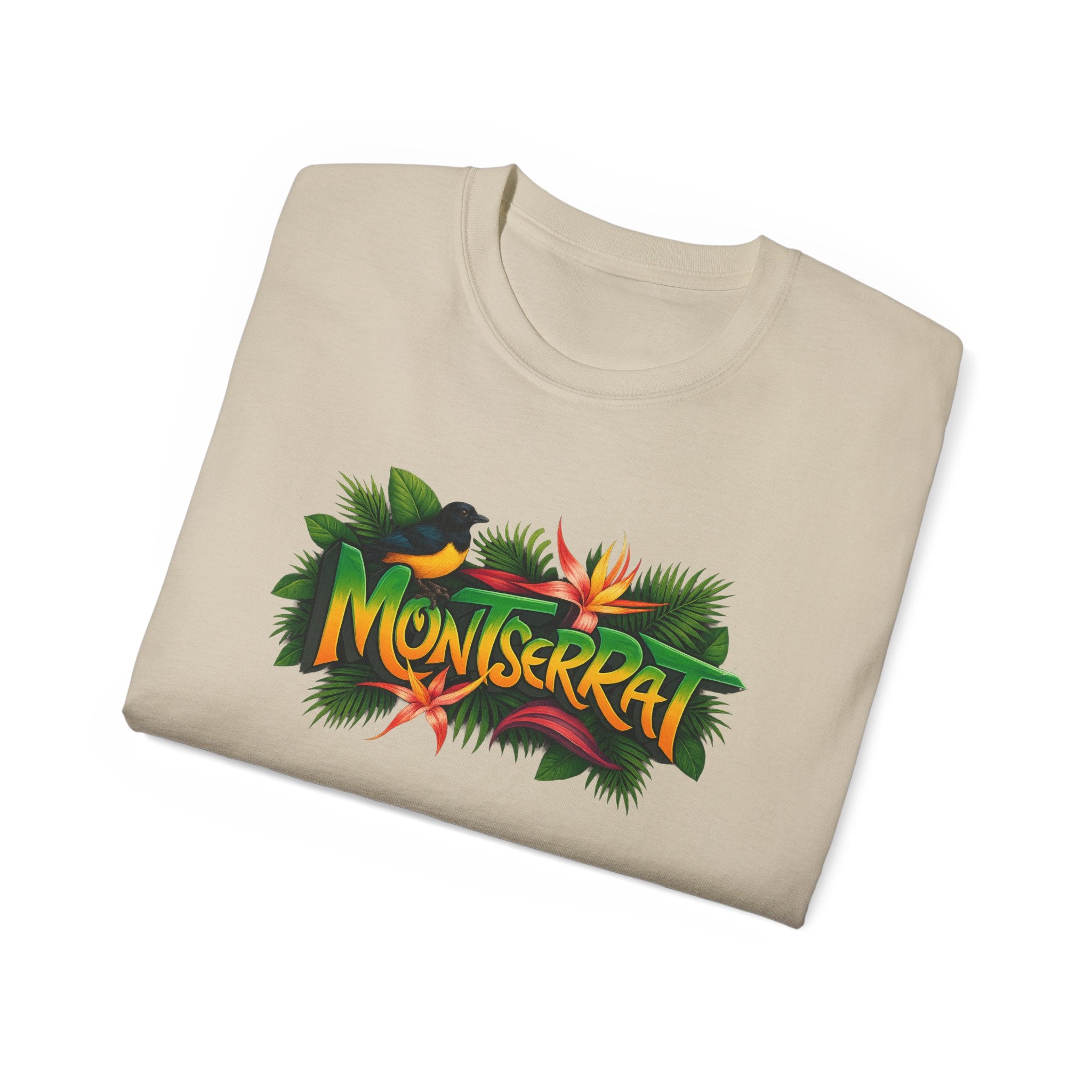Montserrat Nature Splash Unisex Tee, Montserrat Wildlife T-Shirt, Jungle Vibes Cotton Shirt, Tropical Paradise Top, Eco-Friendly Graphic Tee