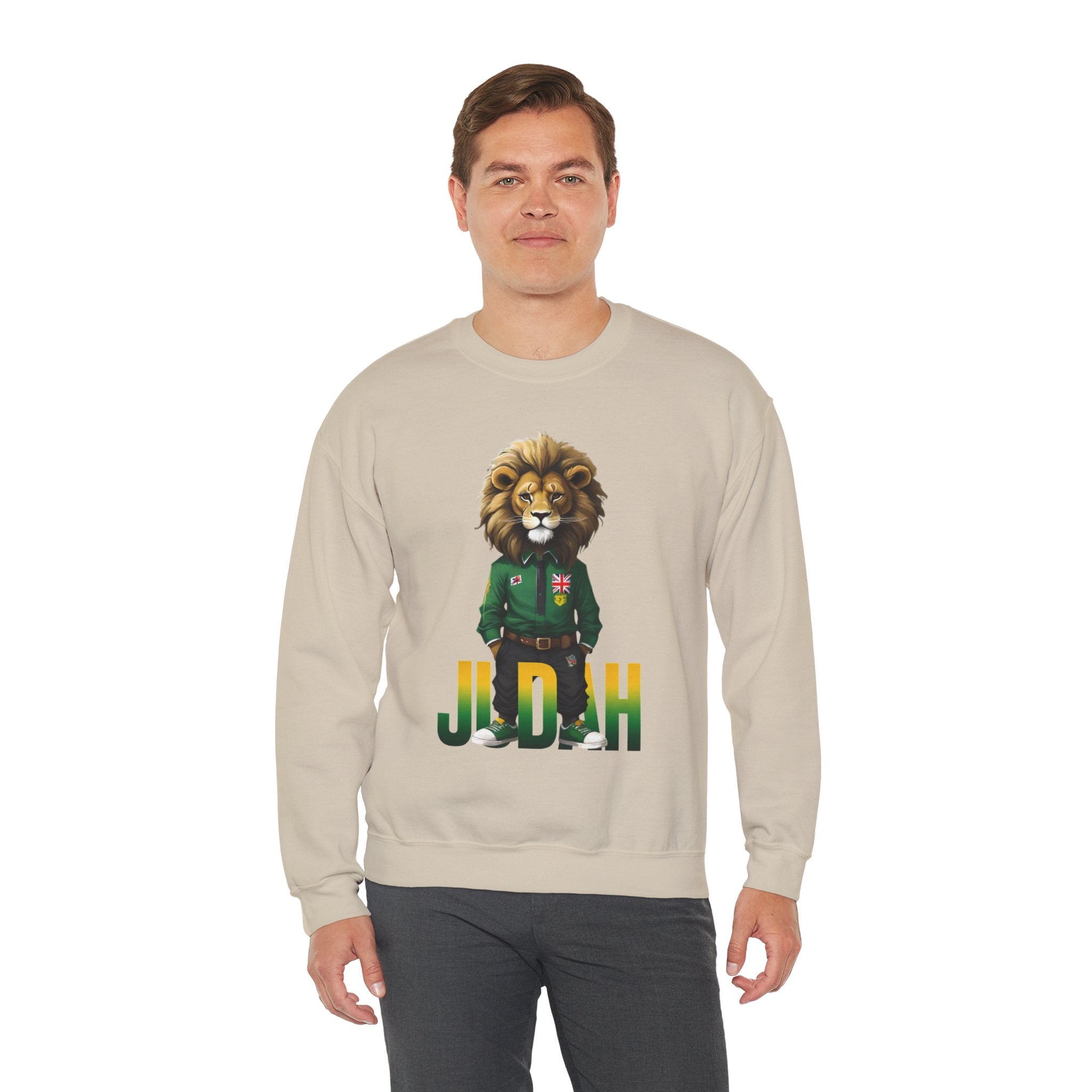 Montserrat - Strat Judah Lion Sweatshirt, Emerald Green Lion Print Pullover, Rastafarian Green Judah Lion Sweatshirt, Judah Design Pullover