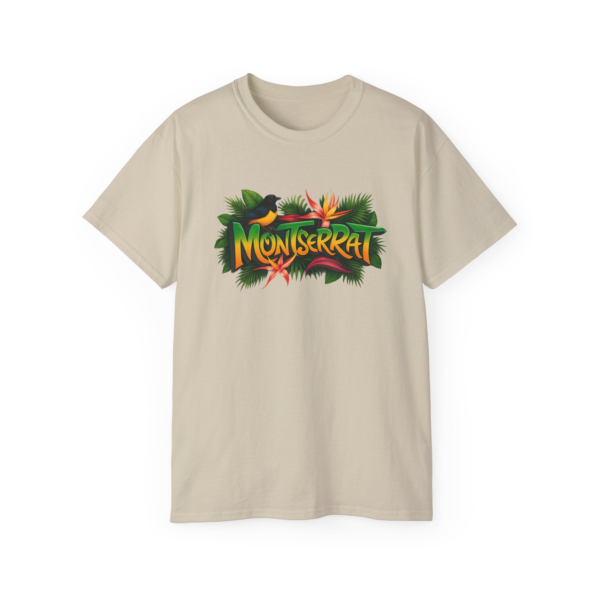Montserrat Nature Splash Unisex Tee, Montserrat Wildlife T-Shirt, Jungle Vibes Cotton Shirt, Tropical Paradise Top, Eco-Friendly Graphic Tee