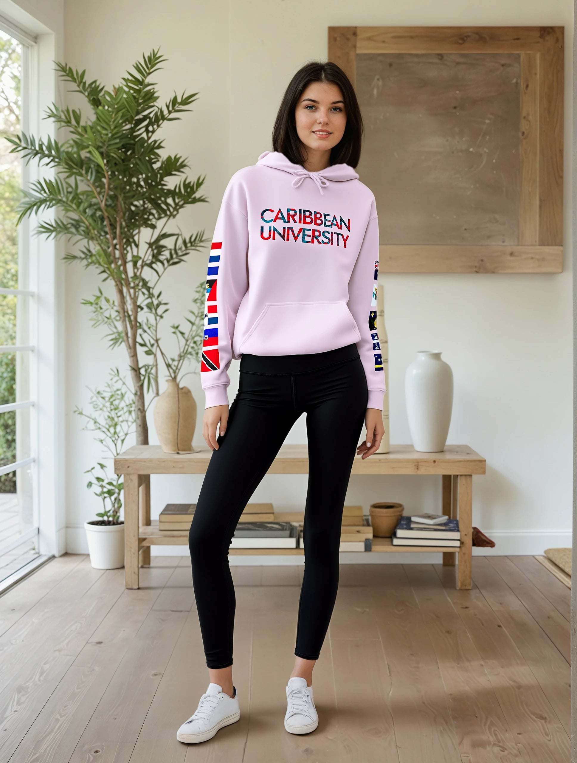 Caribbean University Three-Panel Hoodie, Design for Students from the Caribbean or Caribbean Ancestry, Gift, Caribbean Pride, Warm Apparel